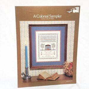 A Colonial Sampler Pattern Cross Stitch Leaflet Country Crafts Pat Waters 1982